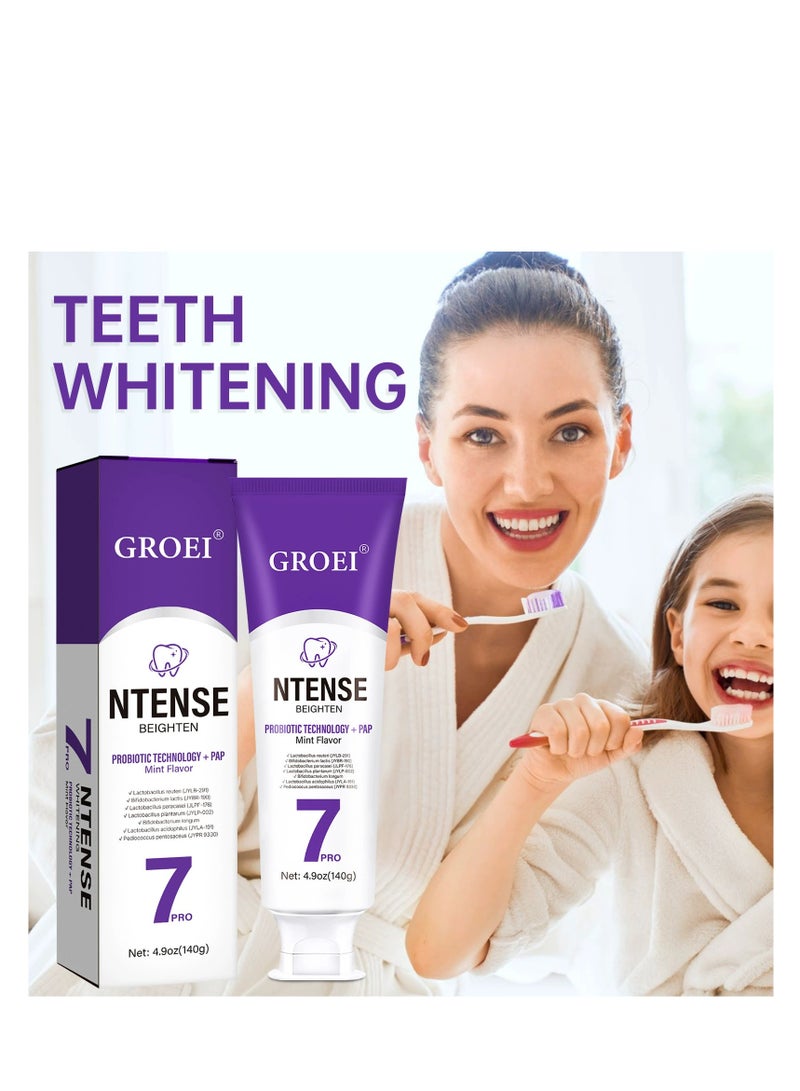 GROEI 7pro Intense Toothpaste, 7pro Intense Whitening Toothpaste With 7 Probiotics For Teeth, Natural Deep Cleaning Care toothpaste, Deep Enamel Repair & Long-Lasting Freshness (140g) - Image 1