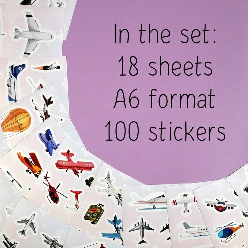 Generic BulbaCraft 100 Pcs Airplane Stickers - Aircraft & Helicopter Decals for Birthday, Party Supplies & Gifts - Image 2