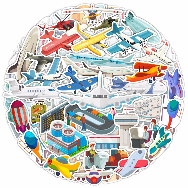 Generic BulbaCraft 100 Pcs Airplane Stickers - Aircraft & Helicopter Decals for Birthday, Party Supplies & Gifts - Image 1