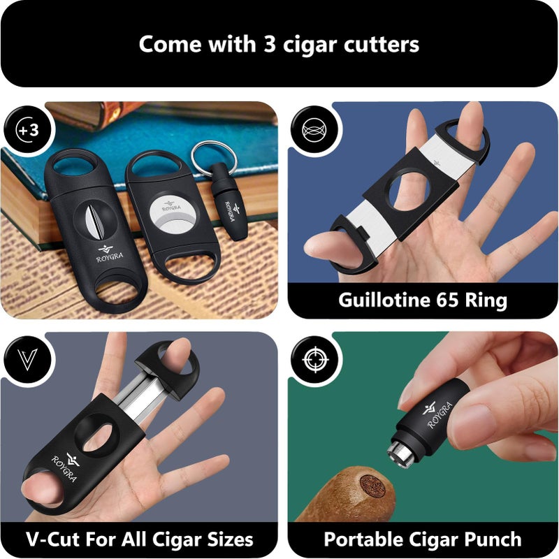 roygra Ceramic Ash Tray, Cigar Ashtray for Outside Patio with 3 Cutter, Outdoor Ashtray, Ashtrays for Outdoors with Holder, Cigars Smoking Accessories for Men, Home DÃ©cor, Ashtrays for Smokers Indoor - Image 3