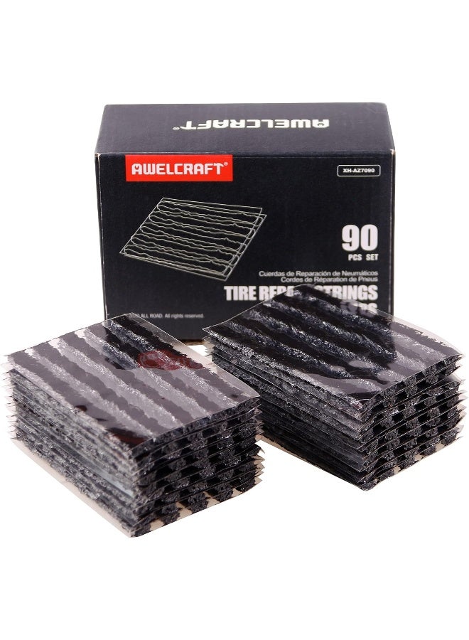 AWELCRAFT Tire Repair Strings 90pcs 4" black, Automotive Tool Tire Repair Plugs for Tubeless Off-Road Tires Car, Bike, ATV, UTV, Wheelbarrow, Mower - Image 1