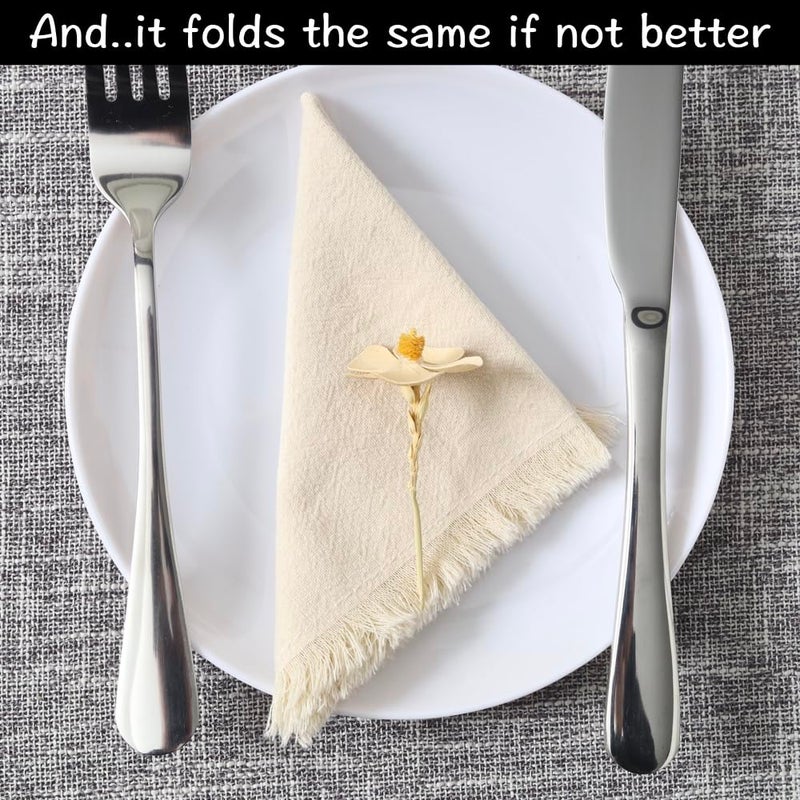 Urby Eco Hanky 10x10in Reusable Cotton Napkins (Rustic Fringe). Small Cloth Napkins. Ideal Use As Kids Napkins for Lunch.Dinners.Occasions Like Weddings Birthday Cocktail Parties. (NAT 12pk). - Image 2