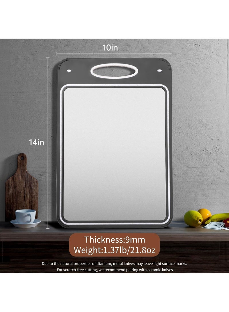 sokany Double Sided Pure Titanium Chopping Board, 2-in-1 Metal and Wheat Straw PP Cutting Board for Meat Fish Fruits Vegetables, Hygienic Dishwasher Safe Kitchen Board - Image 2
