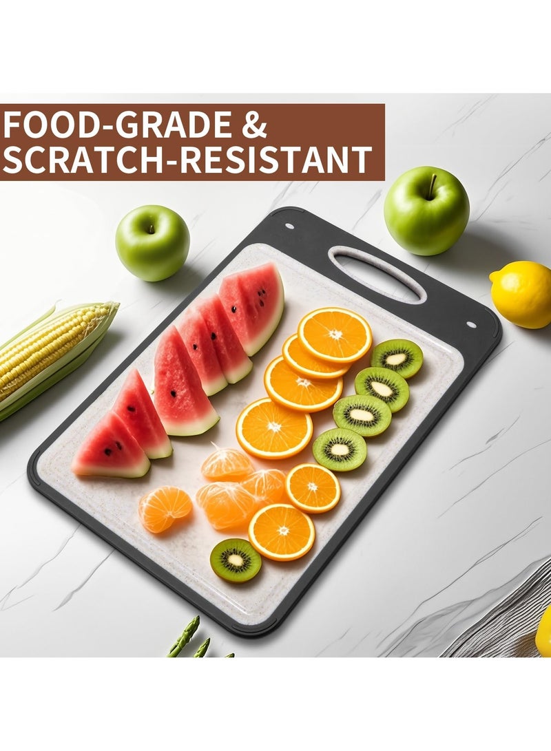 sokany Double Sided Pure Titanium Chopping Board, 2-in-1 Metal and Wheat Straw PP Cutting Board for Meat Fish Fruits Vegetables, Hygienic Dishwasher Safe Kitchen Board - Image 4