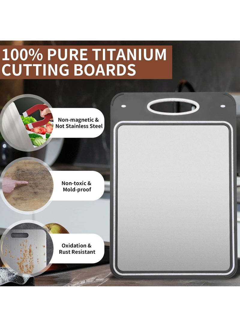 sokany Double Sided Pure Titanium Chopping Board, 2-in-1 Metal and Wheat Straw PP Cutting Board for Meat Fish Fruits Vegetables, Hygienic Dishwasher Safe Kitchen Board - Image 5