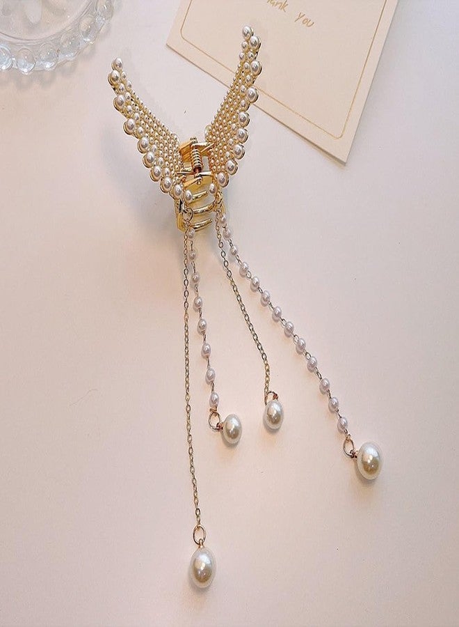 RAHAS Crystal Pearl Butterfly Hair Clips Gifts for Women Tassels Charming Hair Pins Shine Birthday Party Jewelry for hair pins -(1Pcs) - Image 4