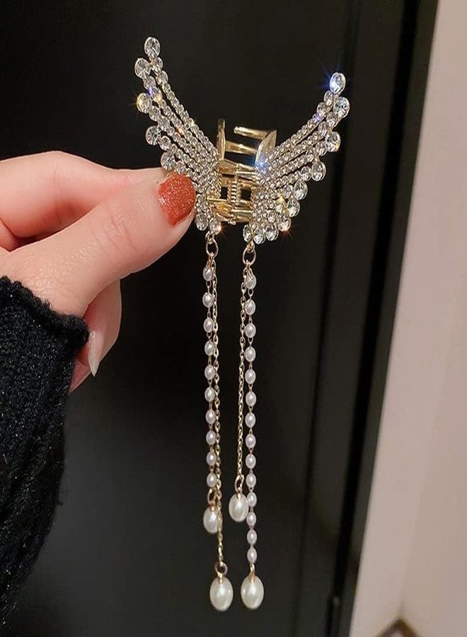 RAHAS Crystal Pearl Butterfly Hair Clips Gifts for Women Tassels Charming Hair Pins Shine Birthday Party Jewelry for hair pins -(1Pcs) - Image 1