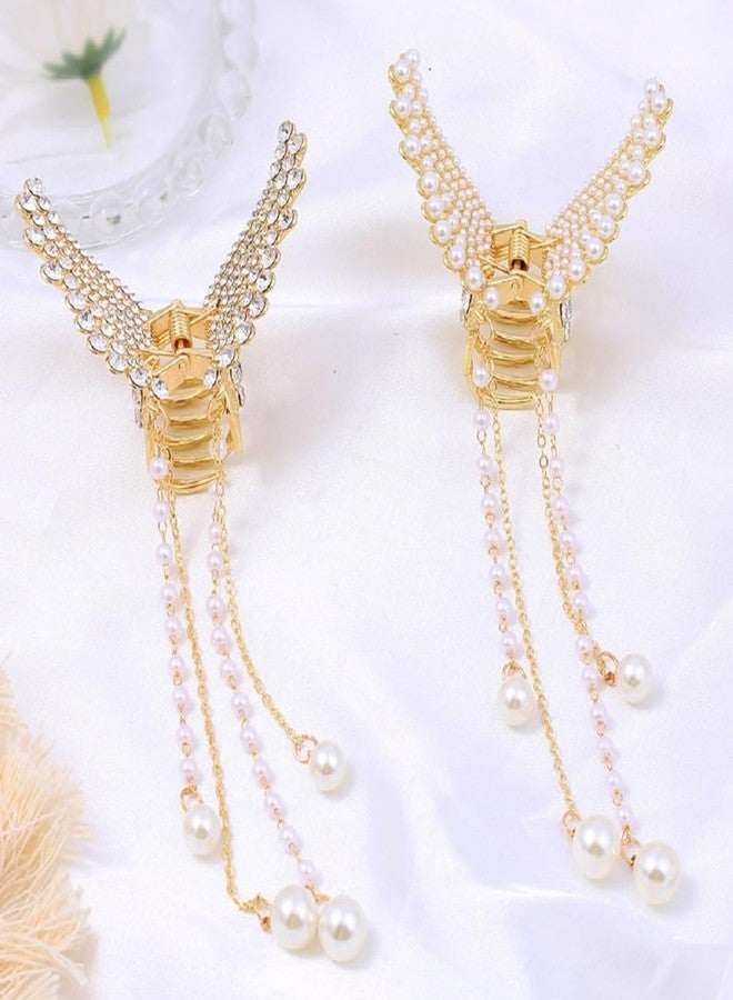RAHAS Crystal Pearl Butterfly Hair Clips Gifts for Women Tassels Charming Hair Pins Shine Birthday Party Jewelry for hair pins -(1Pcs) - Image 3