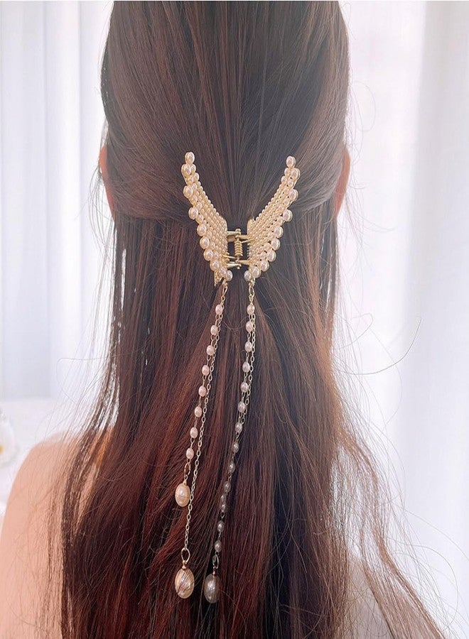 RAHAS Crystal Pearl Butterfly Hair Clips Gifts for Women Tassels Charming Hair Pins Shine Birthday Party Jewelry for hair pins -(1Pcs) - Image 5