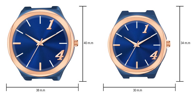Acnos Stainless Steel Branded Uniq Blue Colours Dial Ring Case Gift Watch Analog Combo Couple Watches Men Women Watch Pack Of 2 Valentine's Day Special, Blue Band - Image 4