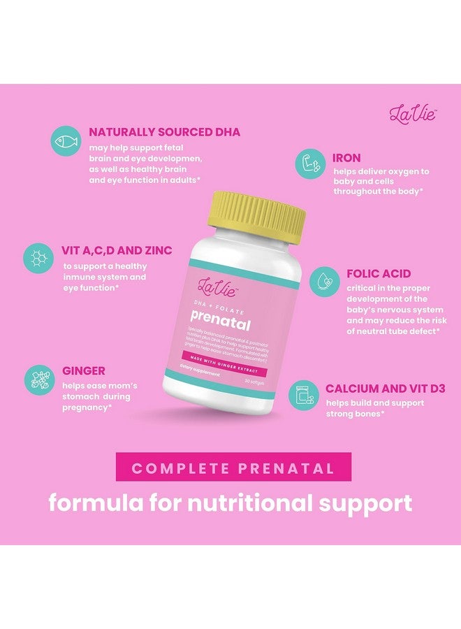 Lavie فيتامينات لافي قبل الولادة مع الزنجبيل، DHA، حمض الفوليك، والحديد - ضرورات الحمل لتطوير دماغ وجسم الطفل - فيتامينات قبل الولادة خالية من الكائنات المعدلة وراثيًا وخالية من الغلوتين للنساء (إمداد لمدة شهر)  - Image 3