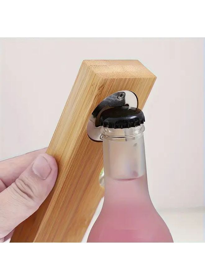 Solid Wood Level Ruler with Stainless Steel Bottle Opener Durable Multifunctional Tool - Image 4