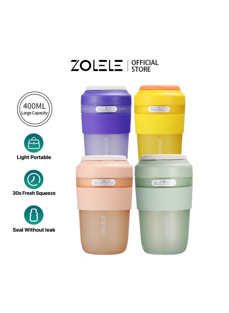 ZOLELE - Zolele Zi102 Portable Mini Juicer Blender 400ml Wireless Mini Juicer Inductive Protection Power Switch Fruit Juicer Multifunctional Drinking Cup 1500mAh Battery USB-C - Green - Image 1