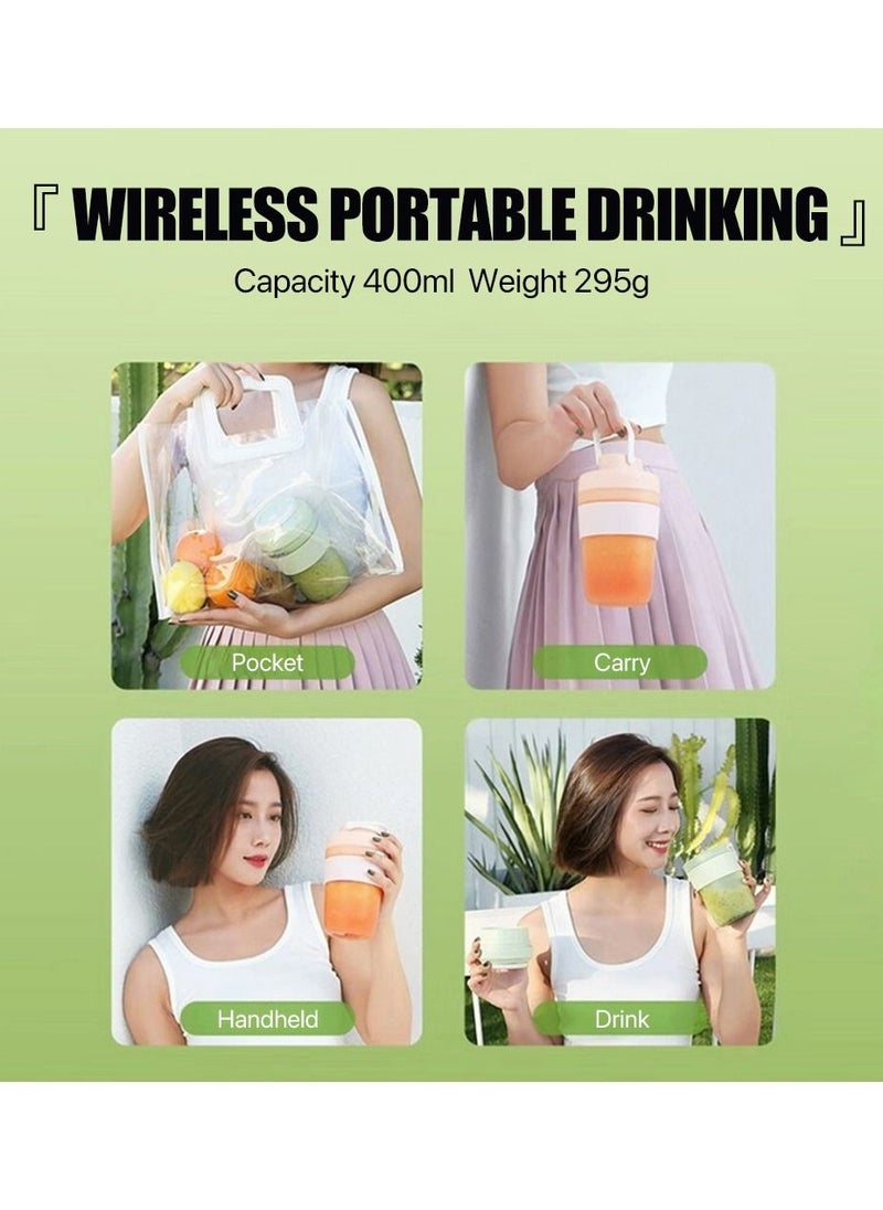 ZOLELE - Zolele Zi102 Portable Mini Juicer Blender 400ml Wireless Mini Juicer Inductive Protection Power Switch Fruit Juicer Multifunctional Drinking Cup 1500mAh Battery USB-C - Green - Image 1