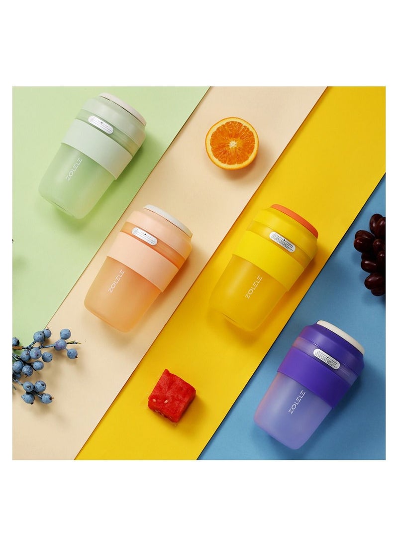 ZOLELE - Zolele Zi102 Portable Mini Juicer Blender 400ml Wireless Mini Juicer Inductive Protection Power Switch Fruit Juicer Multifunctional Drinking Cup 1500mAh Battery USB-C - Green - Image 1