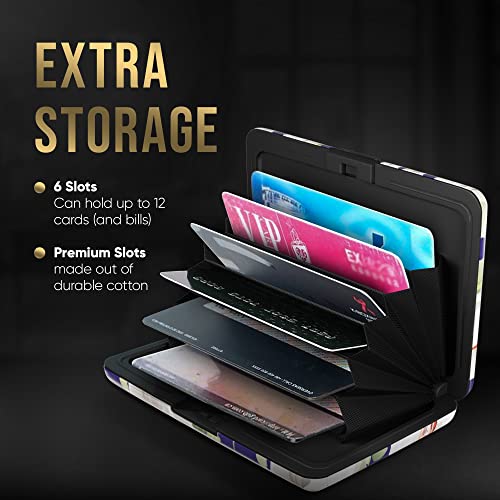 TopMost Aluminum Wallet, Card Case Wallet, Metal RFID Credit Card Holder for Men & Women, 6 Cotton Slots for 12 Cards And Bills, Rfd Protective (Peony Flowers) - Image 4