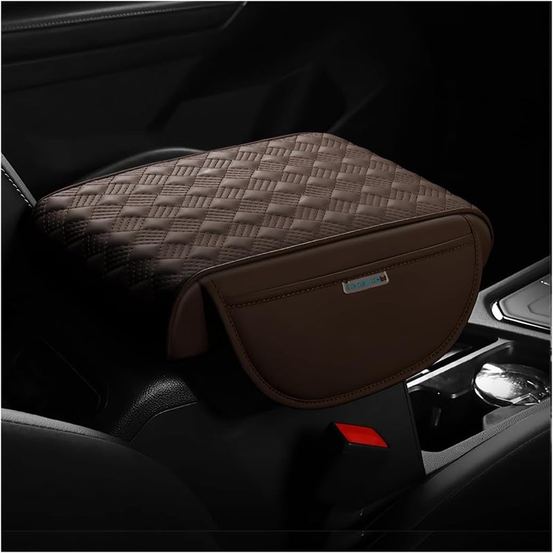 Bittwee Car Armrest Cushion, Automotive Anti-Scratch Leather Memory Foam Center Console Pad Cover Protector Elbow Pillow Armrest Seat Box with Organizer Pockets Storage Bag, Universal Fit - Image 1