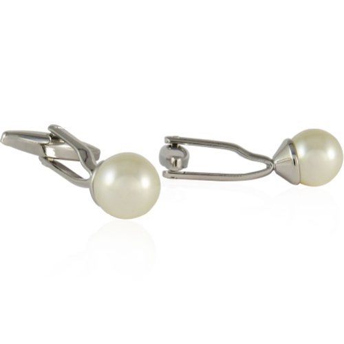 Cuff-Daddy Crystal Cream Simulated Pearl Cufflinks with Presentation Gift Box - Perfect for Wedding Travel - Image 2