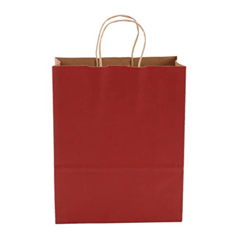 REDDOTGIFT® 12 كيسًا ورقيًا بمقابض، أكياس هدايا كرافت، أكياس تسوق A4 H33*L26*D12cm، كستنائي - Image 1