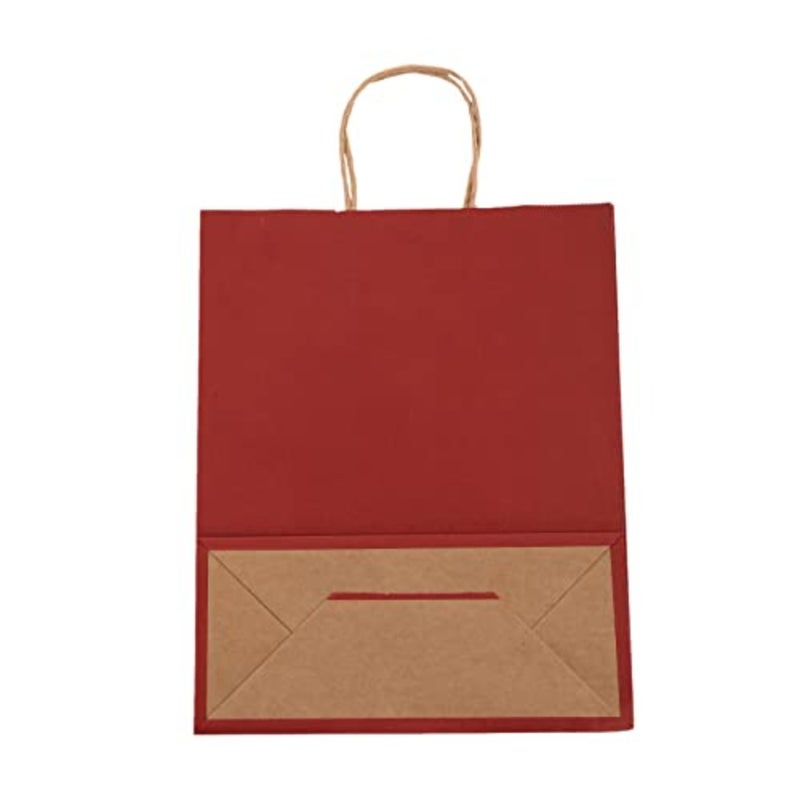 REDDOTGIFT® 12 كيسًا ورقيًا بمقابض، أكياس هدايا كرافت، أكياس تسوق A4 H33*L26*D12cm، كستنائي - Image 4