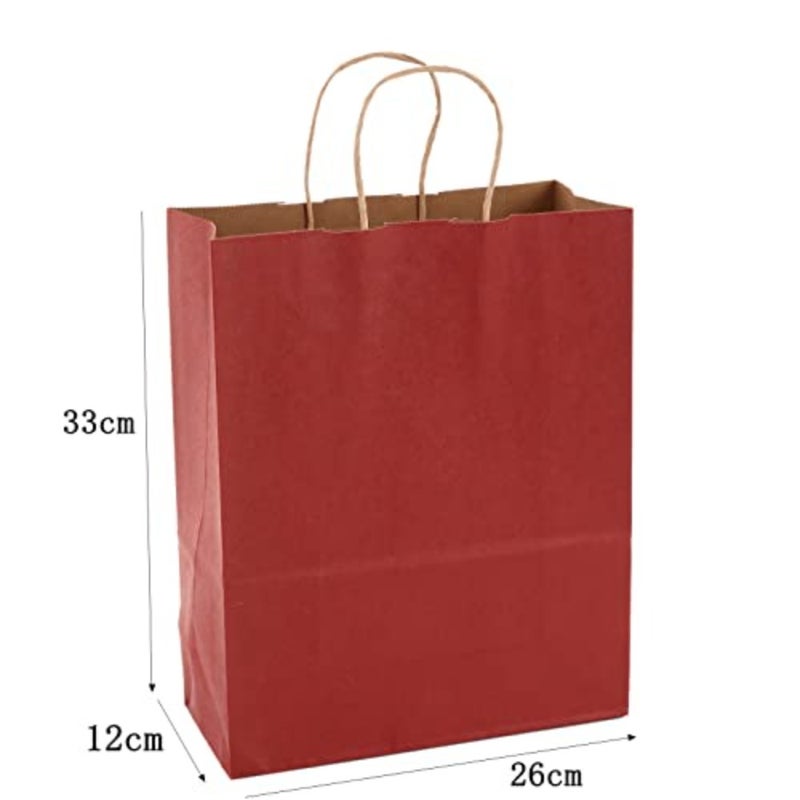 REDDOTGIFT® 12 كيسًا ورقيًا بمقابض، أكياس هدايا كرافت، أكياس تسوق A4 H33*L26*D12cm، كستنائي - Image 2