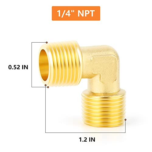 GASHER 10PCS 90 Degree Barstock Street Elbow 14 Inch NPT Male Pipe to 14 Inch NPT Male Brass Pipe Fitting - Image 3