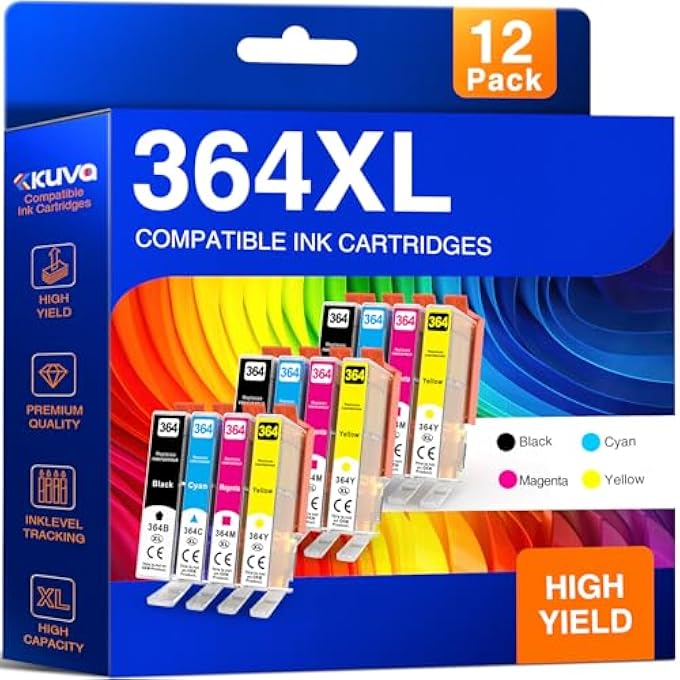 364XL PRINTER CARTRIDGES COMPATIBLE WITH HP 364XL CARTRIDGES FOR HP PHOTOSMART 5520 5510 5524 6510 6520 7520 DESKJET 3520 3522 3070A OFFICEJET 4620 4622 (PACK OF 12) - Image 2