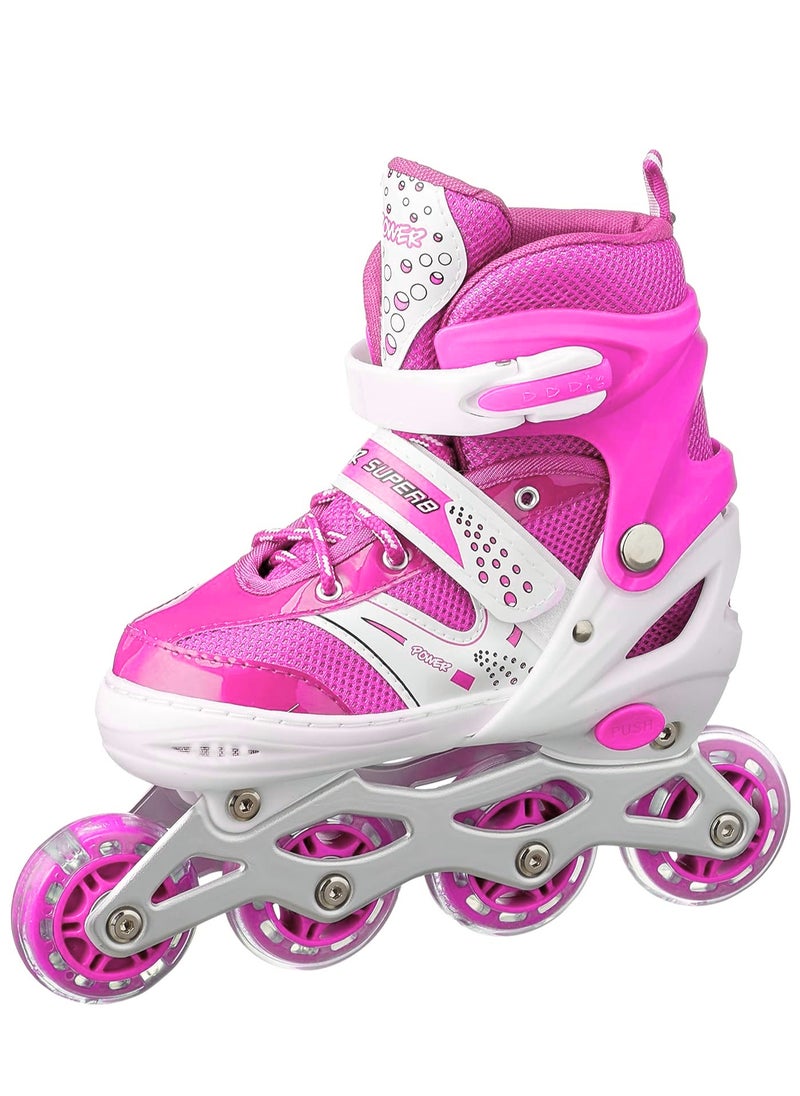 باور حذاء باتيناج قابل للتعديل عجل صف واحد فلاش LED، بمبي/أبيض Size Large 39-42  - Image 3