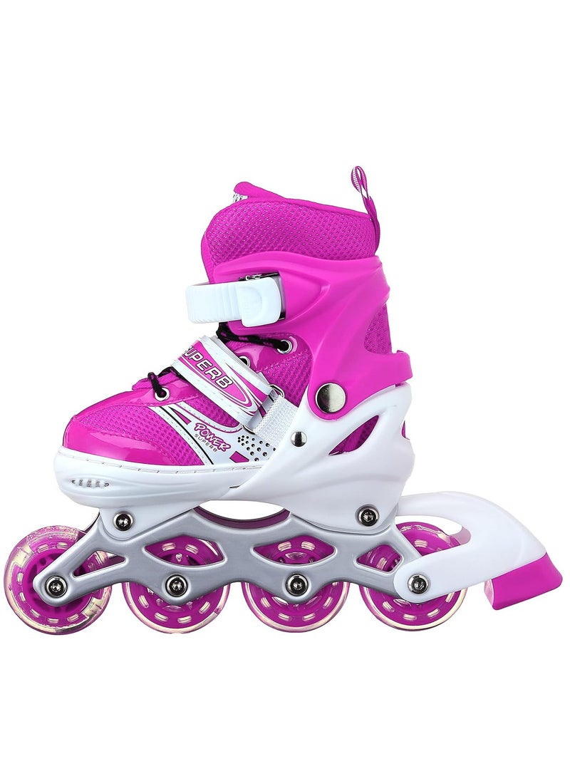 باور حذاء باتيناج قابل للتعديل عجل صف واحد فلاش LED، بمبي/أبيض Size Large 39-42  - Image 5