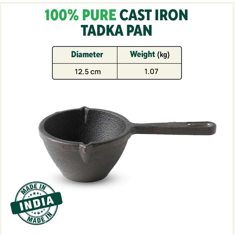 Ortex Cast Iron Tadka PanVagharChounkBaghar for Frying DalSpices 5Inch 085kg Gas InductionFriendly PreSeasoned 100 ToxinFree Naturally NonStick Long Lasting - Image 3