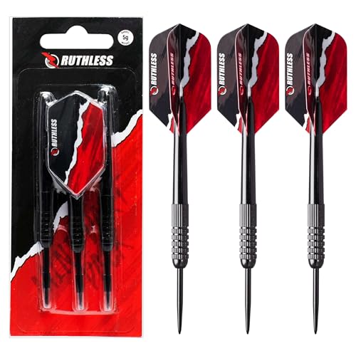 RUTHLESS Mini Dart Set | Miniature Lightweight Steel Tip Darts Set Including Flights, Black (BX238) - Image 1