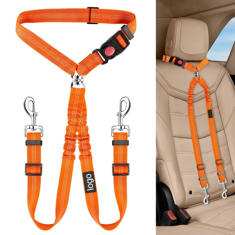 Generic Pet Leash Dog Walking Towing Rope One to Two Safety Belt Nylon Material Pet Supplies Dog Chain Circle for Easy Movement Orange 