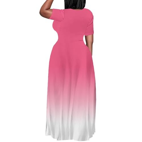 PinkPatty Womens Plus Size Maxi Dresses Short Sleeve Sundress Summer T-Shirt Beach Long Dress with Pockets（Gradient5 6XL） - Image 2