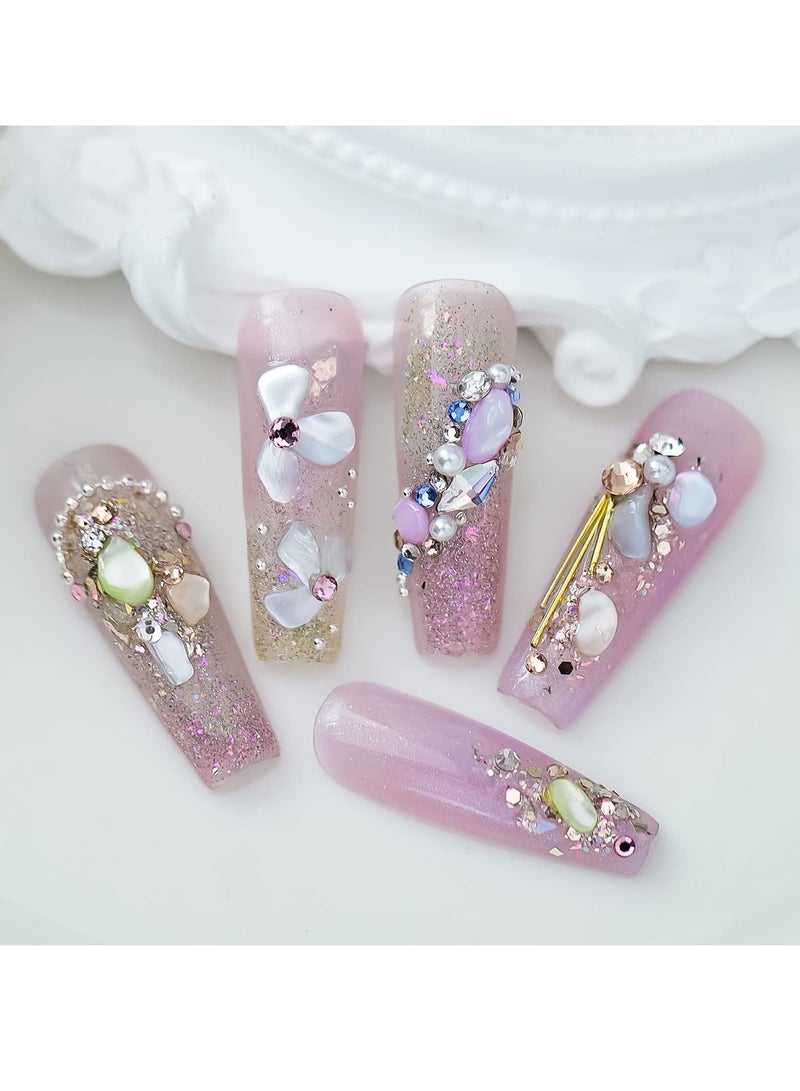 Excefore Colorful Seashell Slices Nail Supplies 6 Grids Irregular Abalone Shell Slices Small Gravel Design 3D Nail Art Flakes for UV Gel Manicure Decorations DIY Crafts - Image 5