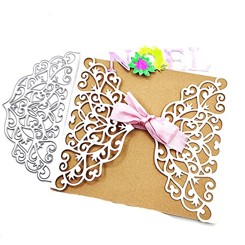 AHTOLS Wedding Invitation Card Border Cutting Dies, Invitation Lace Flower Border Die Cuts Metal Embossing Stencils Template Mould for Card Scrapbooking and DIY Craft Album Paper Card Decor - Image 1