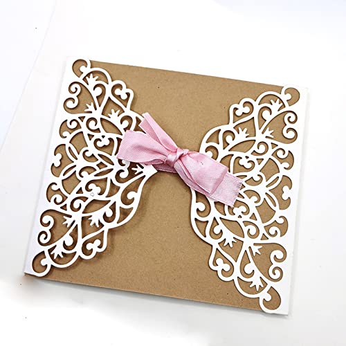 AHTOLS Wedding Invitation Card Border Cutting Dies, Invitation Lace Flower Border Die Cuts Metal Embossing Stencils Template Mould for Card Scrapbooking and DIY Craft Album Paper Card Decor - Image 4