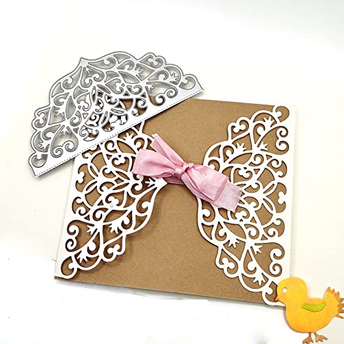 AHTOLS Wedding Invitation Card Border Cutting Dies, Invitation Lace Flower Border Die Cuts Metal Embossing Stencils Template Mould for Card Scrapbooking and DIY Craft Album Paper Card Decor - Image 3