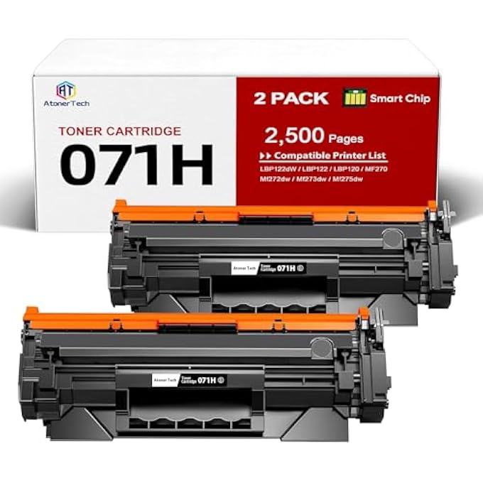 071 / 071H HIGH YIELD BLACK TONER CARTRIDGE COMPATIBLE REPLACEMENT FOR 071H/071/CRG-071 TONER CARTRIDGE WITH IMAGECLASS LBP122DW MF273DW MF275DW PRINTERS|2PACK 5000-PAGE CAPACITY INK - Image 1
