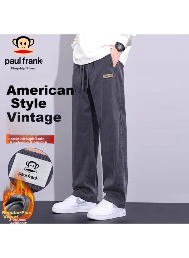 Paul Frank Paul Frank Men's Spring Straight Wide-leg Casual Pants Men's American Style Wide-leg Pants Modern Gray Xl  - Image 1