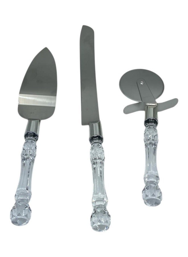 Cake Cutter Set with Pizza Cutter Wheel, for Wedding, Birthday, Anniversary and Party Cakes  - Image 2