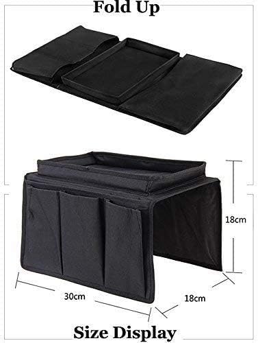 GLITZEN Sofa Armrest Hanging Storage Bag Organizer with 5 Pockets Chair NonSlip Armchair Caddy for Recliner Remote Holder TV Control Cell Phone with Trays for Tea Coffee Mugs - Image 2