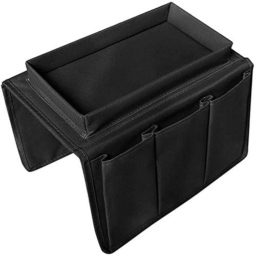 GLITZEN Sofa Armrest Hanging Storage Bag Organizer with 5 Pockets Chair NonSlip Armchair Caddy for Recliner Remote Holder TV Control Cell Phone with Trays for Tea Coffee Mugs - Image 5