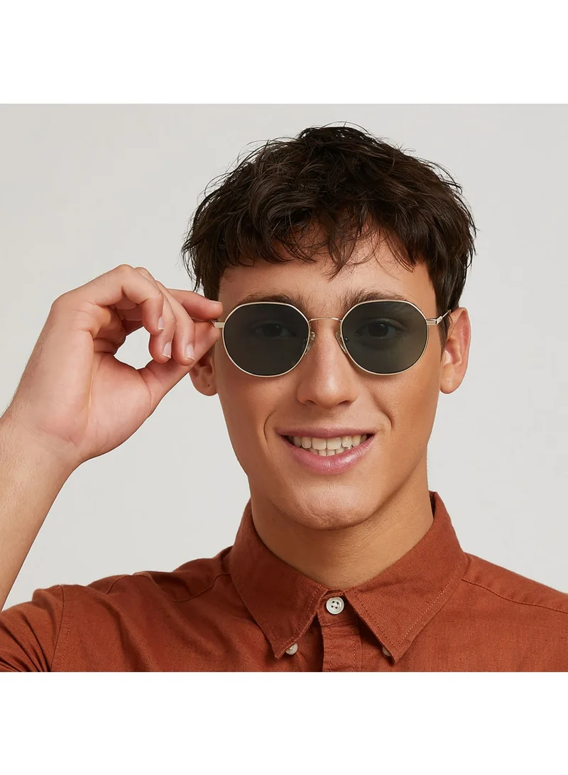 30Sundays WANDERLUST Men Green Sunglasses - Frame Material: Metal - Lens Color: Green- Frame Color: Japanese Gold - Full Rim