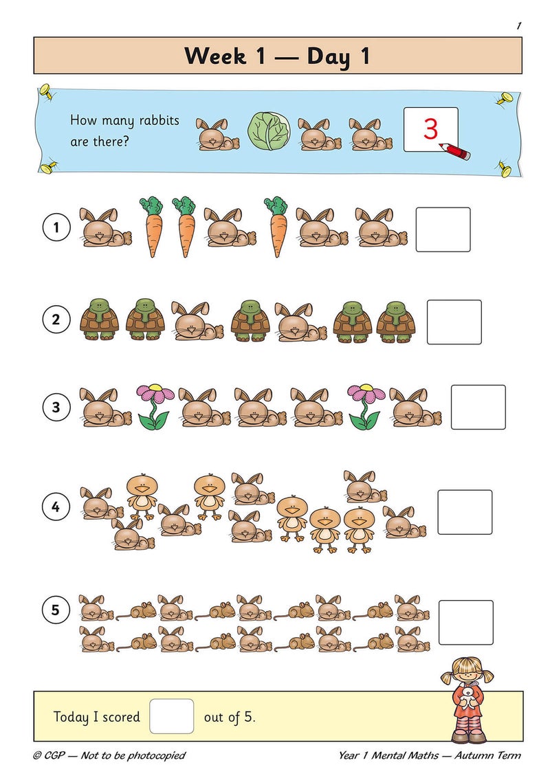 Ks1 Mental Maths Daily Practice Book Year 1 Autumn Term - Image 3