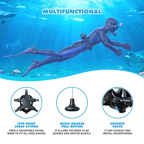 SMACO Full Face Diving Mask with Camera Mount, Full Face Scuba Mask for Adults Compatible with S400/S400 Plus/S400 Pro/S700 Scuba Diving Tank, Diving Mask Kit with Comfortable Breathing Design—Black - Image 2