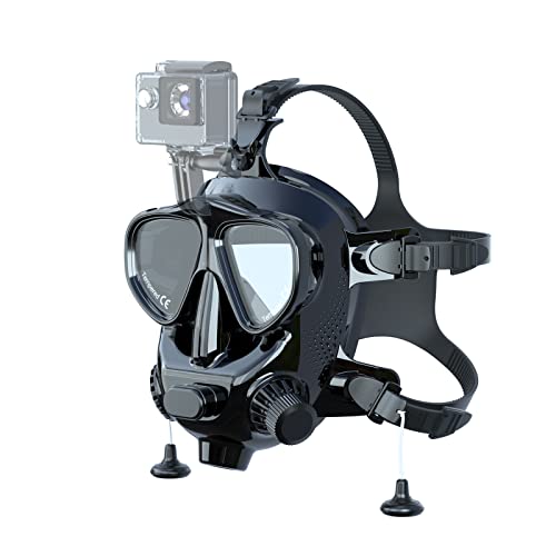 SMACO Full Face Diving Mask with Camera Mount, Full Face Scuba Mask for Adults Compatible with S400/S400 Plus/S400 Pro/S700 Scuba Diving Tank, Diving Mask Kit with Comfortable Breathing Design—Black - Image 1