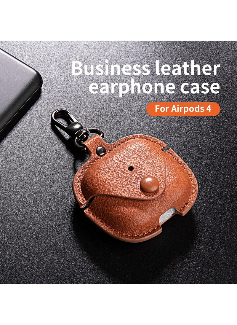 Youque - PU Leather Earphone Case Protective Cover for Apple AirPods 4 Black - Image 1