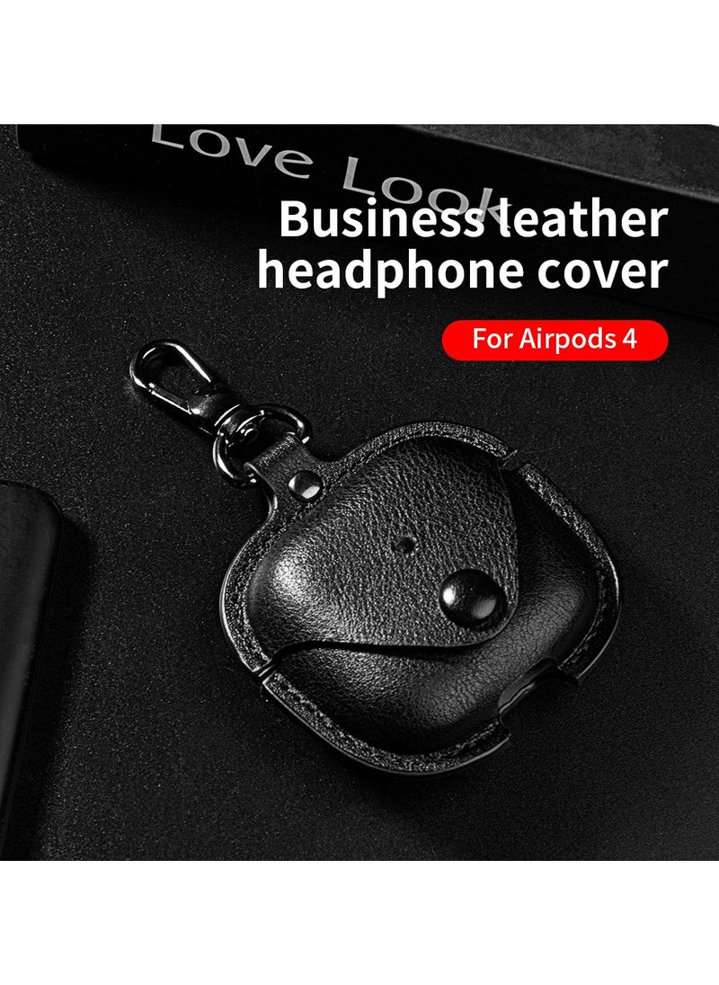 Youque - PU Leather Earphone Case Protective Cover for Apple AirPods 4 Black - Image 1