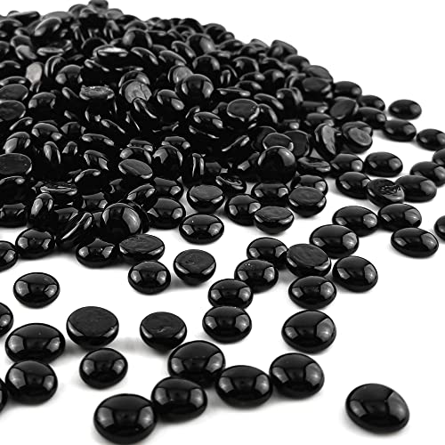 CYS EXCEL 5LBS Black Glass Gemstone Beads Vase Fillers Flat Marble Beads Multiple Color Choices Aquarium Decor Rocks Floral Stones Decorative Mosaic Glass Gem Pebbles - Image 1