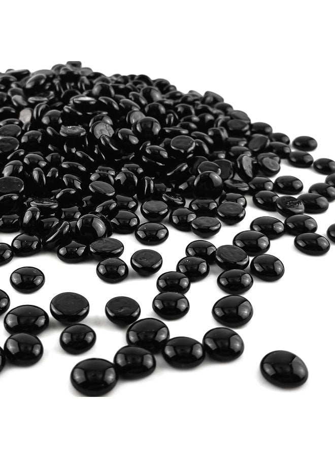 CYS EXCEL 5LBS Black Glass Gemstone Beads Vase Fillers Flat Marble Beads Multiple Color Choices Aquarium Decor Rocks Floral Stones Decorative Mosaic Glass Gem Pebbles - Image 2
